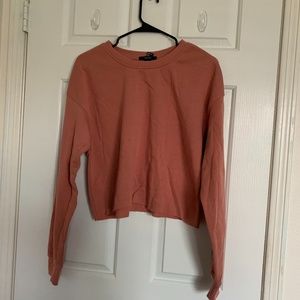 Pink Cropped Crew Neck Sweater